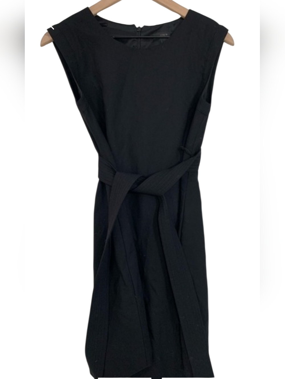 J. Crew 100 percent wool Black Midi Dress with Belt woman’s size 4P